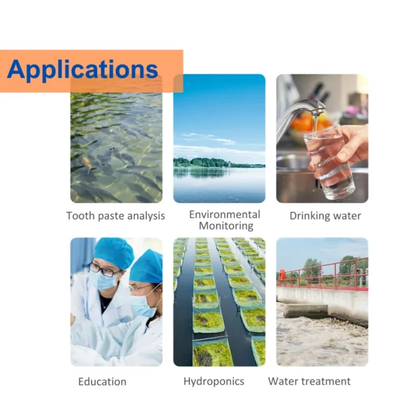 Conductivity tester ideal for drinking water analysis, hydroponics, wastewater testing, and educational labs.