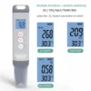handheld conductivity meter supports multi-parameter switching between EC, TDS, SAL, and resistivity with temperature