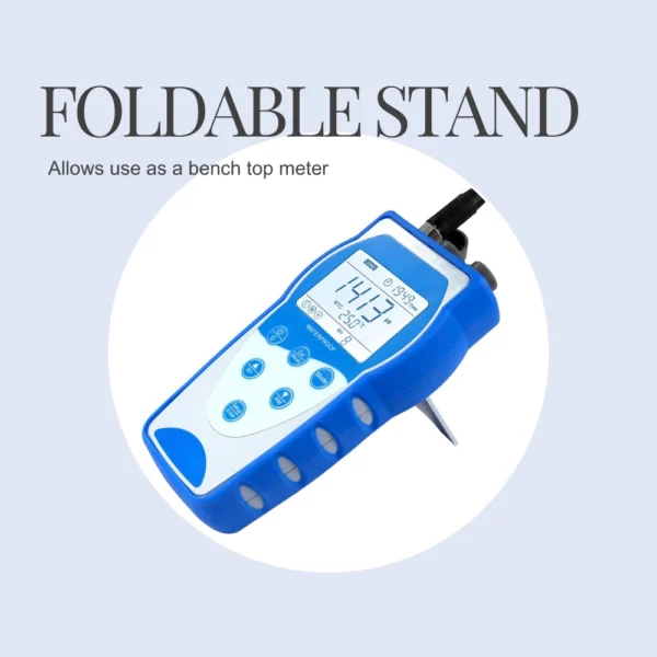 handheld conductivity meter with foldable stand