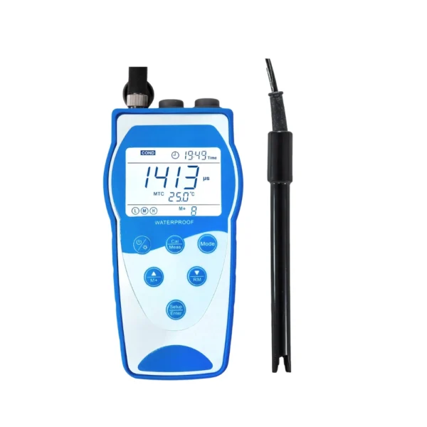 handheld conductivity meter with large LCD screen and conductivity electrode