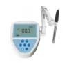 Benchtop conductivity meter with sensor and holder