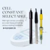 Conductivity meter with selectable cell constant