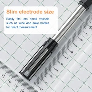 Slim DO electrode fits into narrow openings like wine or sake bottles for direct oxygen testing