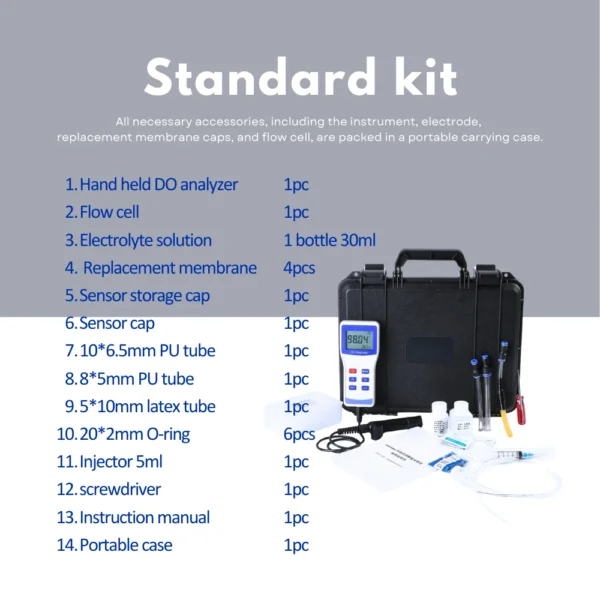 Standard kit of L111D05 PPB DO analyzer with flow cell, membranes, and accessories