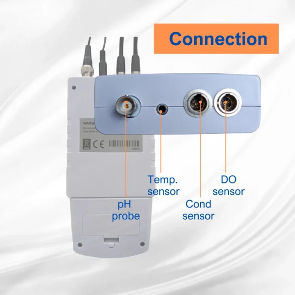 Sensor ports of L111M05 portable multiparameter water quality meter