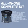 Complete L111M05 multiparameter water quality meter test kit with probes and buffer solutions in carrying case