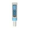 Digital pH tester with flat replaceable electrode and dual display screen showing pH and temperature
