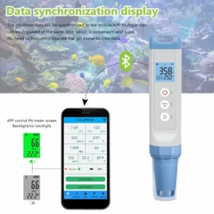Bluetooth pH tester with real-time mobile app sync and remote data logging