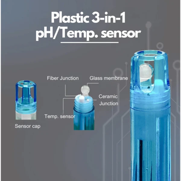 Plastic 3-in-1 pH and temperature sensor