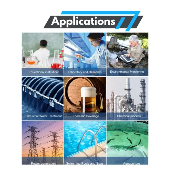 pH meter for lab testing, water treatment, power plants.